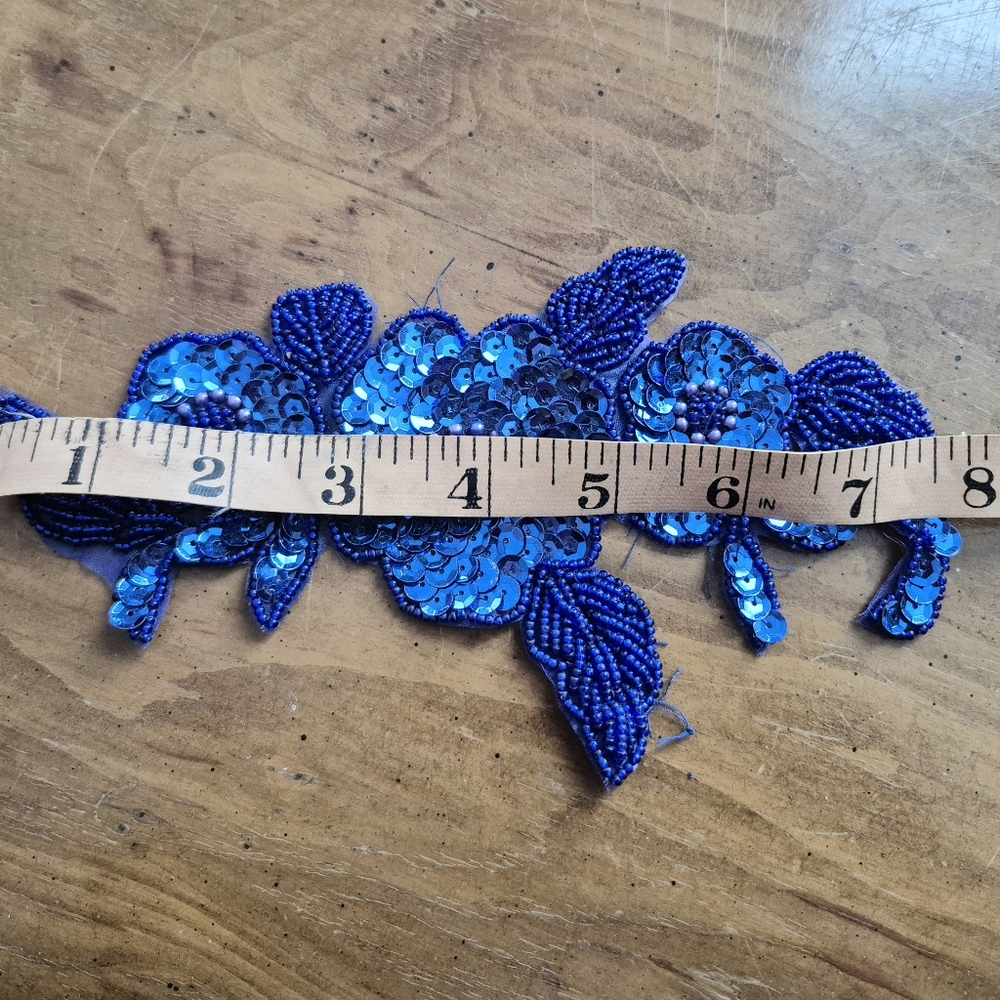 Royal Blue Sequin Beaded Appliques